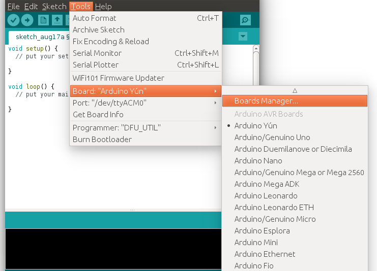 Arduino IDE in EuroLinux 9 Desktop – server room monitoring